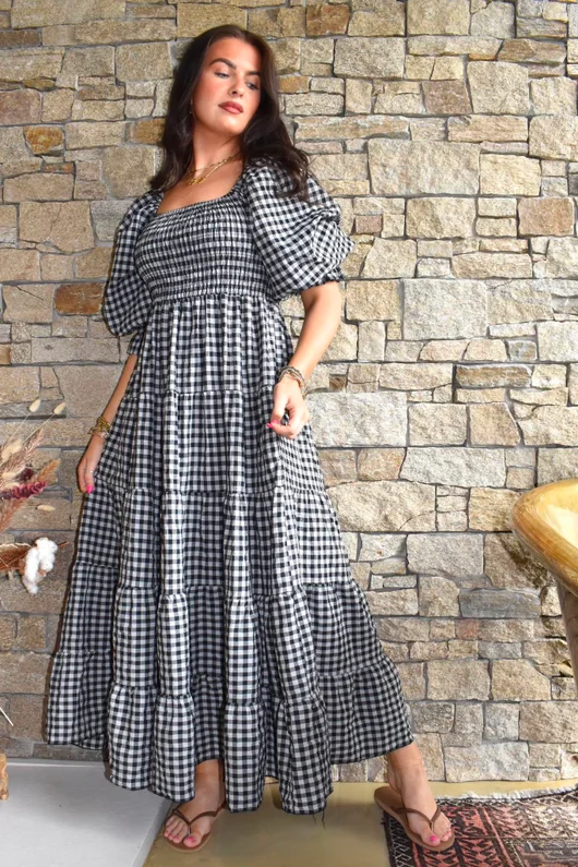 Nonni Gingham Darling Dress Black